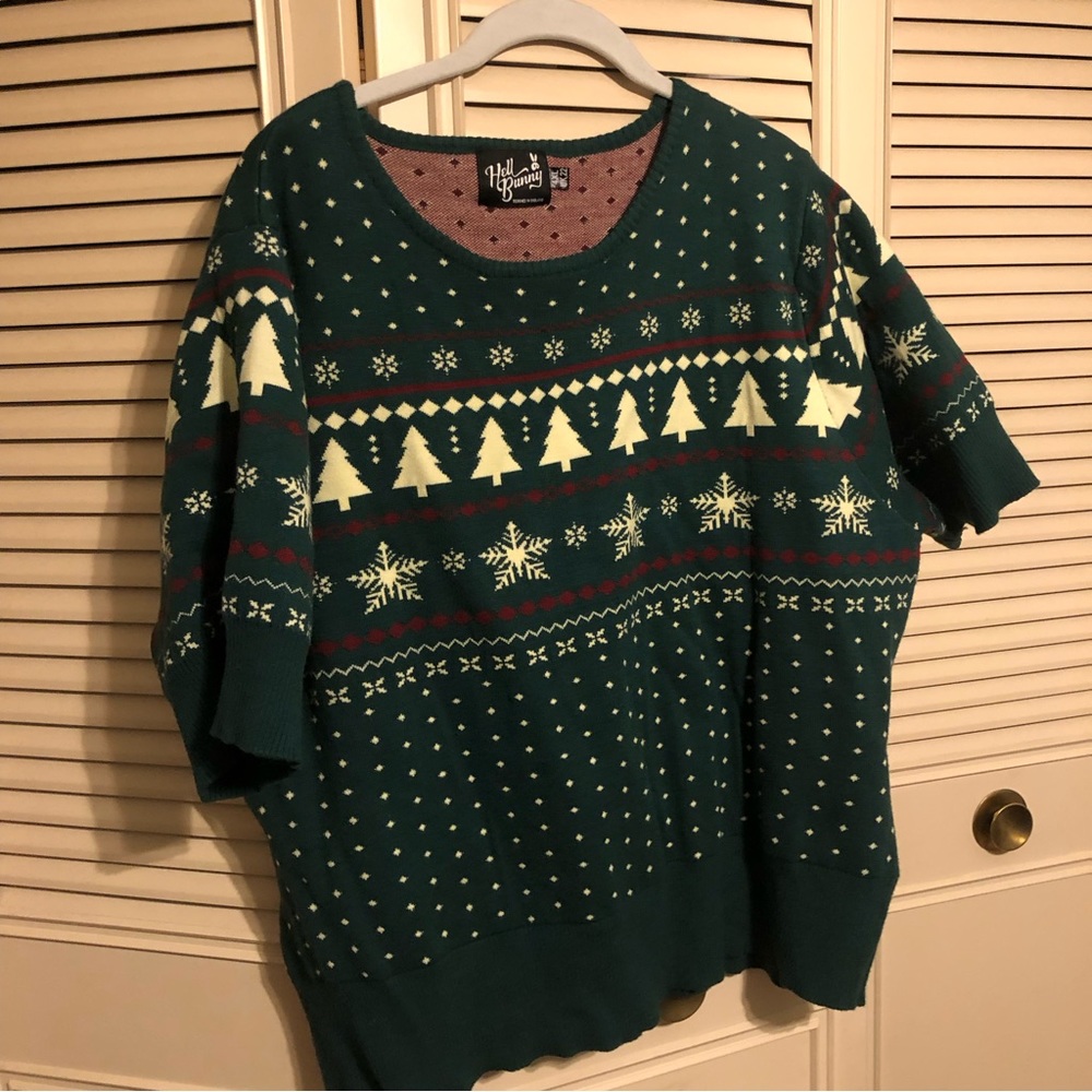 Cute retro Christmas cropped sweater Hell Bunny 4XL